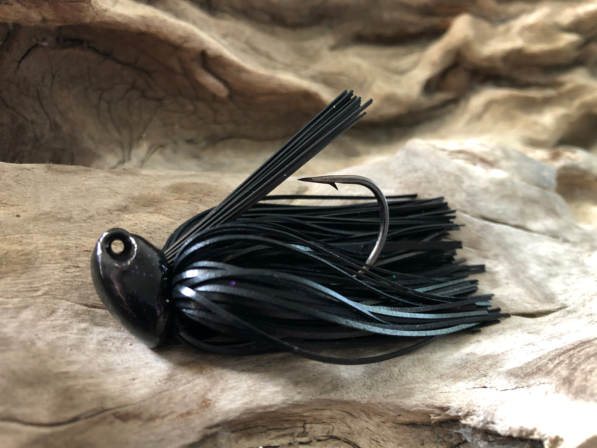 1/2oz WHACKED BRUSH HEAD JIG BLACK Whacked Lures Australia