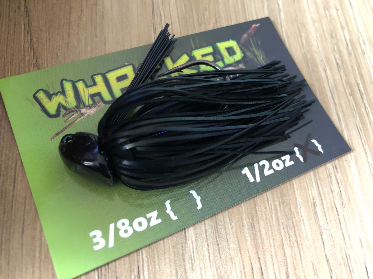 1/2oz WHACKED BRUSH HEAD JIG BLACK Whacked Lures Australia