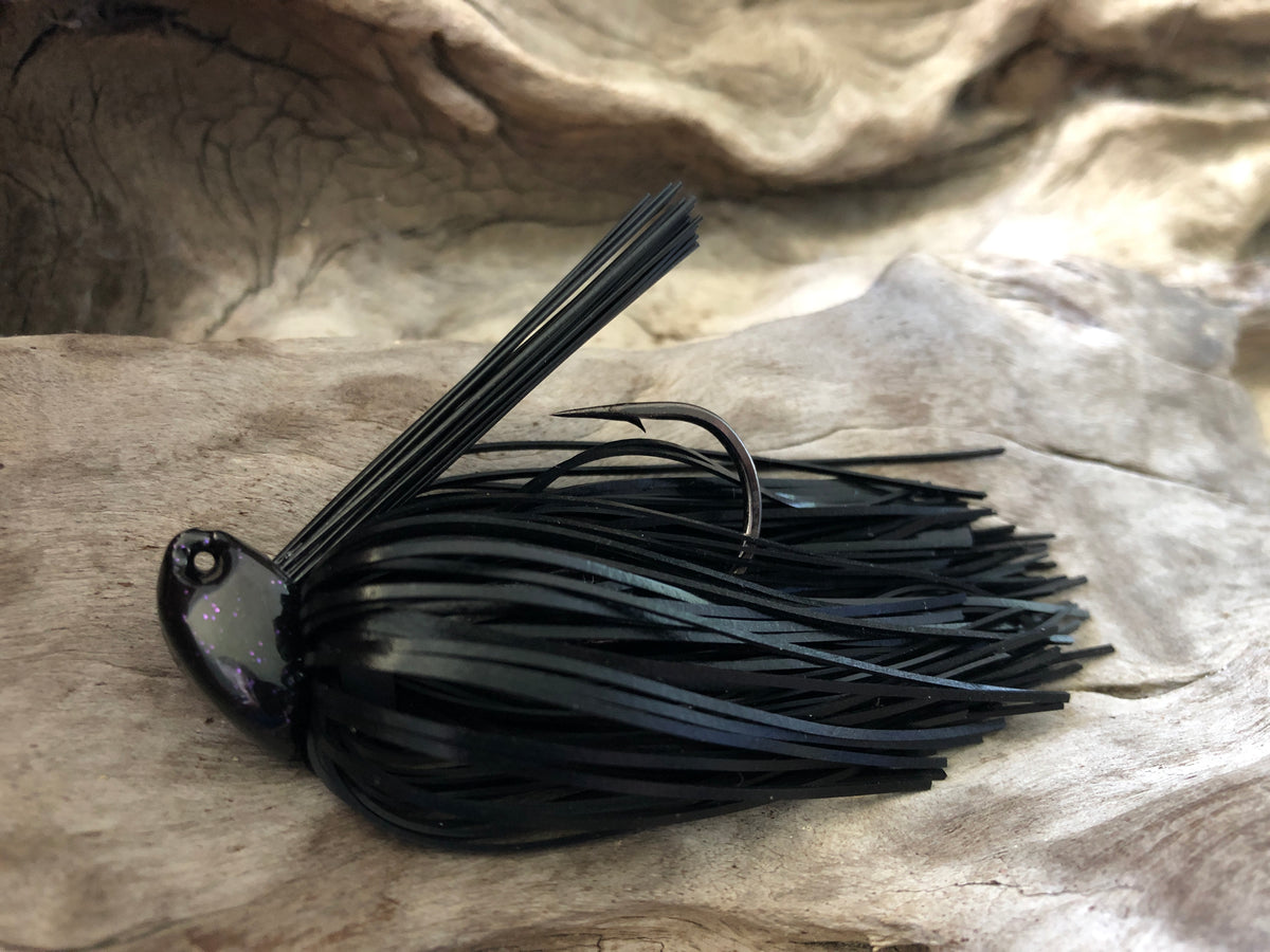 3/8oz WHACKED BRUSH HEAD JIG BLACK Whacked Lures Australia