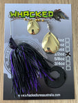 1/2oz Spinnerbait ~ MIDNIGHT PURPLE ~ Grub Trailer (Gold Blades)