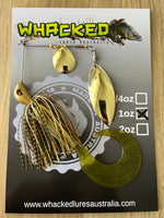 1oz Spinnerbait ~ GOLD WASABI ~ 6" Grub Trailer (Willow Blade)