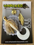 1oz Spinnerbait ~ WHITE GOLD ~ 6" Grub Trailer (Willow Blade)