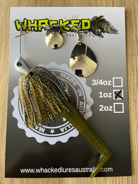 1oz Spinnerbait ~ SILVER WASABI ~ 5" Paddle Tail Trailer + Stinger Hook (Silver Blades)