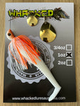 1oz Spinnerbait ~ ORANGE ICE ~ 5" Paddle Tail Trailer + Stinger Hook (Gold Blades)