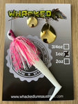 1oz Spinnerbait ~ COCONUT ICE ~ 5" Paddle Tail Trailer + Stinger Hook (Gold Blades)