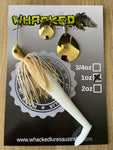 1oz Spinnerbait ~ WHITE GOLD ~ 5" Paddle Tail Trailer + Stinger Hook (Gold Blades)