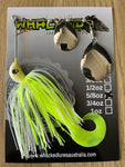 5/8oz Spinnerbait ~ ACID WHITE ~ Grub Trailer (Silver Blades)