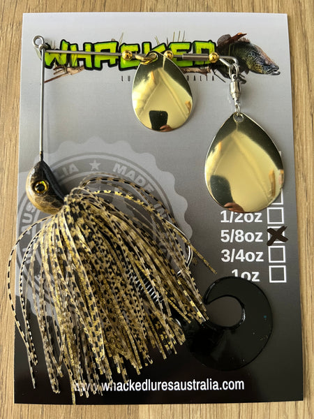 5/8oz Spinnerbait ~ GOLD BASS II ~ Grub Trailer (Gold Blades)