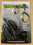 5/8oz Spinnerbait ~ DARTH VADER ~ Grub Trailer (Silver Blades)