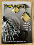 5/8oz Spinnerbait ~ BLACK BREAM ~ Grub Trailer (Gold Blades)