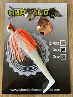 1oz Spinnerbait ~ ORANGE ICE ~ 5" Paddle Tail Trailer + Stinger Hook (Mixed Blades)