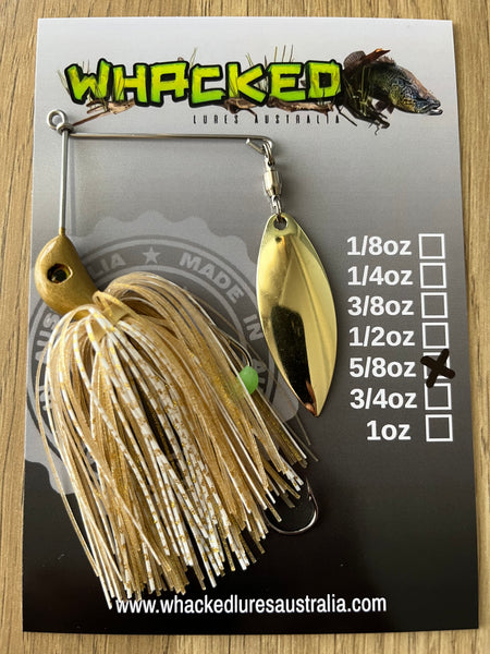 5/8oz Compact Single Willow Blade Spinnerbait ~ WHITE GOLD ~ Stinger Hook