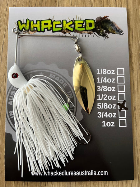 5/8oz Compact Single Willow Blade Spinnerbait ~ WHITE ~ Stinger Hook