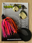 3/4oz Spinnerbait ~ CANDY BLACK ~ Grub Trailer (Gold Blades)