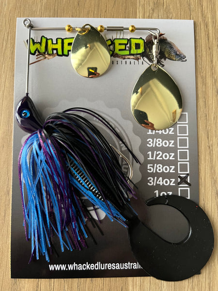 3/4oz Spinnerbait ~ BRUISER ~ Grub Trailer (Gold Blades)