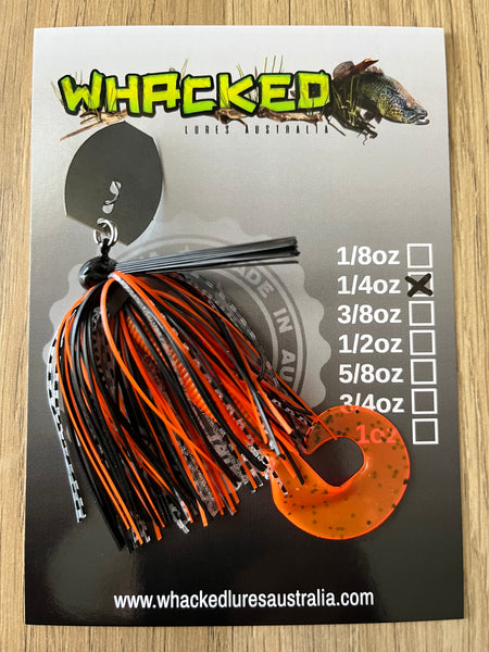 1/4oz Weedless Football Head Chatterbait ~ VOLCANO ~ Grub Trailer
