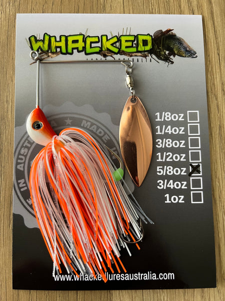 5/8oz Compact Single Willow Blade Spinnerbait ~ ORANGE ICE ~ Stinger Hook