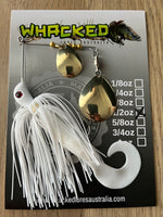 1/2oz Spinnerbait ~ WHITE ~ Grub Trailer (Gold Blades)