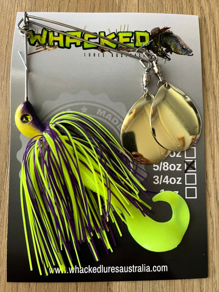 5/8oz Twin Spin Spinnerbait ~ BAHAMA ~ Grub Trailer (Gold Blades)