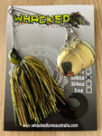 5/8oz Twin Spin Spinnerbait ~ GREMLIN GREEN ~ Grub Trailer (Gold Blades)