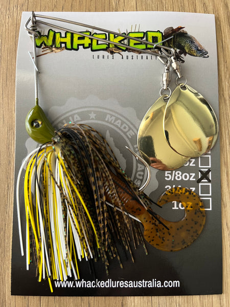 5/8oz Twin Spin Spinnerbait ~ MUZZA ~ Grub Trailer (Gold Blades)