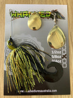 5/8oz Spinnerbait ~ GREMLIN GREEN ~ Grub Trailer (Gold Blades)