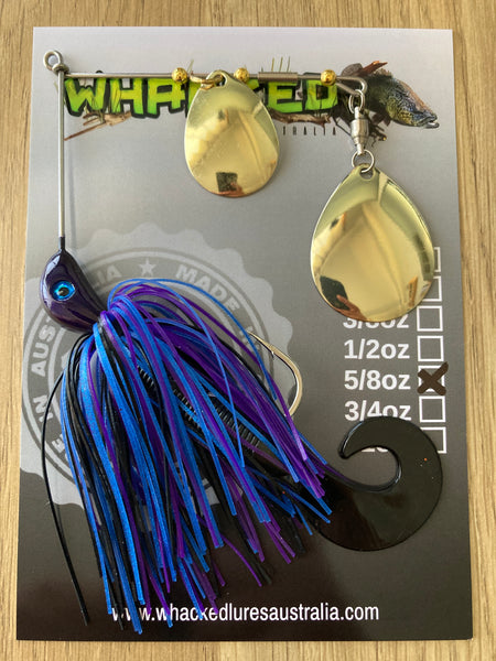 5/8oz Spinnerbait ~ BRUISER ~ Grub Trailer (Gold Blades)