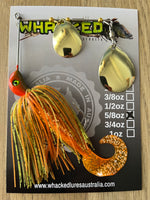 5/8oz Spinnerbait ~ NATURAL CITRUS ~ Grub Trailer (Gold Blades)