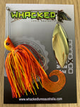 5/8oz Single Willow Blade Spinnerbait ~ SUNRISE ORANGE ~ Grub Trailer (Gold Blade)