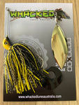 5/8oz Single Willow Blade Spinnerbait ~ BLACK & YELLOW ~ Grub Trailer (Gold Blade)