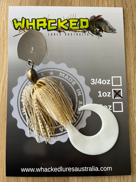 1oz CHATTERBAIT ~ WHITE GOLD ~ 6" Grub Trailer