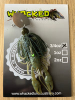 3/4oz CRAY CHATTERBAIT ~ NATURAL GREEN CRAW ~ 5" Crayfish Trailer