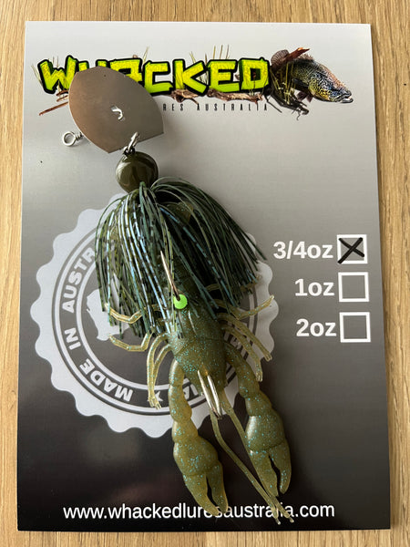 3/4oz CRAY CHATTERBAIT ~ NATURAL GREEN CRAW ~ 5" Crayfish Trailer