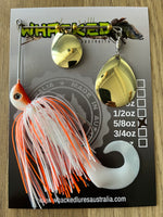 5/8oz Spinnerbait ~ ORANGE ICE ~ Grub Trailer (Gold Blades)