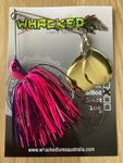 5/8oz Twin Spin Spinnerbait ~ PINK & PURPLE ~ Grub Trailer (Gold Blades)