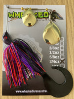 3/4oz Spinnerbait ~ EVIL PURPLE ~ Grub Trailer (Gold Blades)