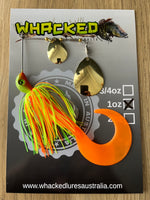 1oz Spinnerbait ~ CITRUS ~ 6" Grub Trailer (Gold Blades)