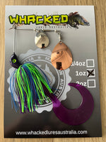 1oz Spinnerbait ~ JUNE BUG ~ 6" Grub Trailer (Mixed Blades)