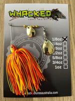 1/8oz Guppy Head Spinnerbait ~ SUNRISE ORANGE (Gold Blades)