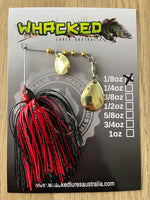 1/8oz Guppy Head Spinnerbait ~ PHANTOM RED (Gold Blades)