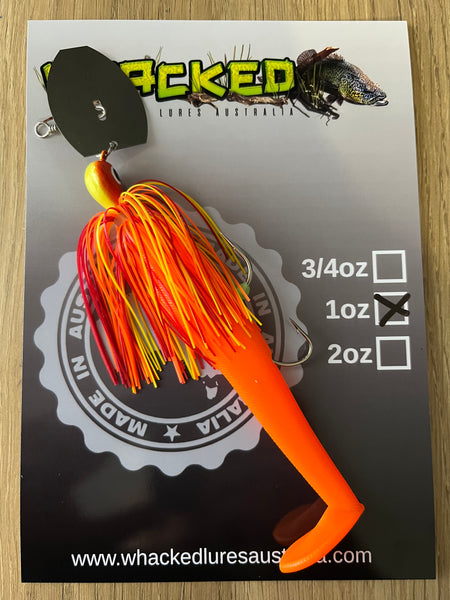 1oz 'Crazy Eyes' CHATTERBAIT ~ SUNRISE ORANGE ~ 5" Paddle Tail Trailer + Stinger