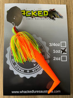 1oz 'Crazy Eyes' CHATTERBAIT ~ CITRUS ~ 5" Paddle Tail Trailer + Stinger