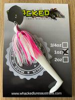 1oz 'Crazy Eyes' CHATTERBAIT ~ COCONUT ICE ~ 5" Paddle Tail Trailer + Stinger