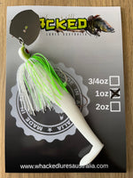 1oz 'Crazy Eyes' CHATTERBAIT ~ LIME SPLICE ~ 5" Paddle Tail Trailer + Stinger
