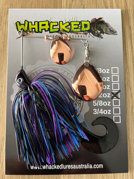 1/2oz Spinnerbait ~ BRUISER ~ Grub Trailer (Copper Blades)