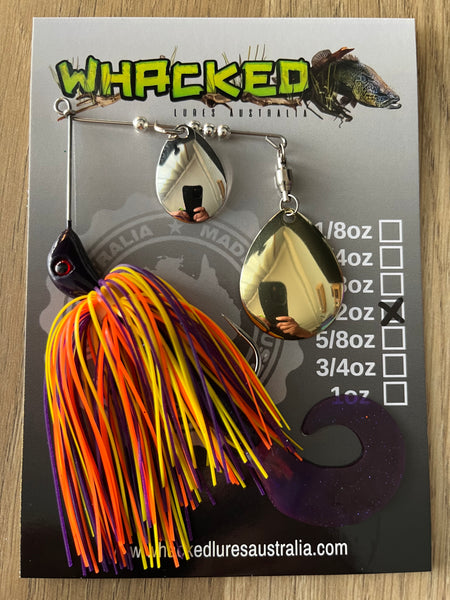 1/2oz Spinnerbait ~ SUNSET PURPLE ~ Grub Trailer (Mixed Blades)