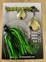 5/8oz Spinnerbait ~ GOBLIN GREEN ~ Grub Trailer (Gold Blades)