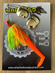 1oz Quad Spin Spinnerbait ~ CITRUS ~ Paddle Tail Trailer + Stinger Hook (Gold Blades)