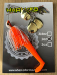 1oz Quad Spin Spinnerbait ~ ORANGE ICE ~ Paddle Tail Trailer + Stinger Hook (Gold Blades)