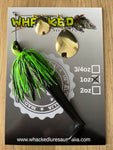 1oz Spinnerbait ~ GOBLIN GREEN ~ 5" Paddle Tail Trailer + Stinger Hook (Gold Blades)